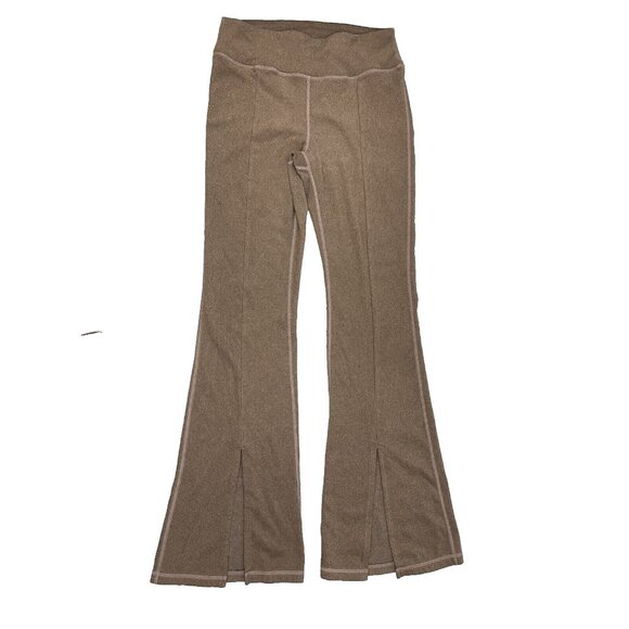 MONO B WOMEN BRUSHED RIBBED FLARE LEGGINGS RIB-FRONT SLIT SIZE M PULL ON - Picture 1 of 16